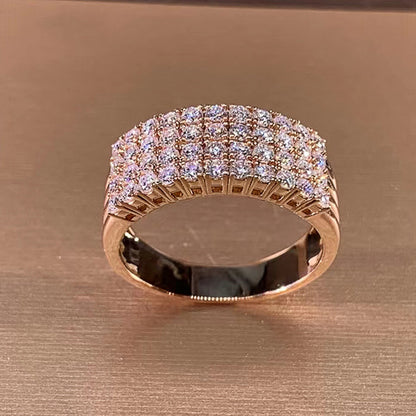 Inlaid Zircon Female Shiny Ring Geometry