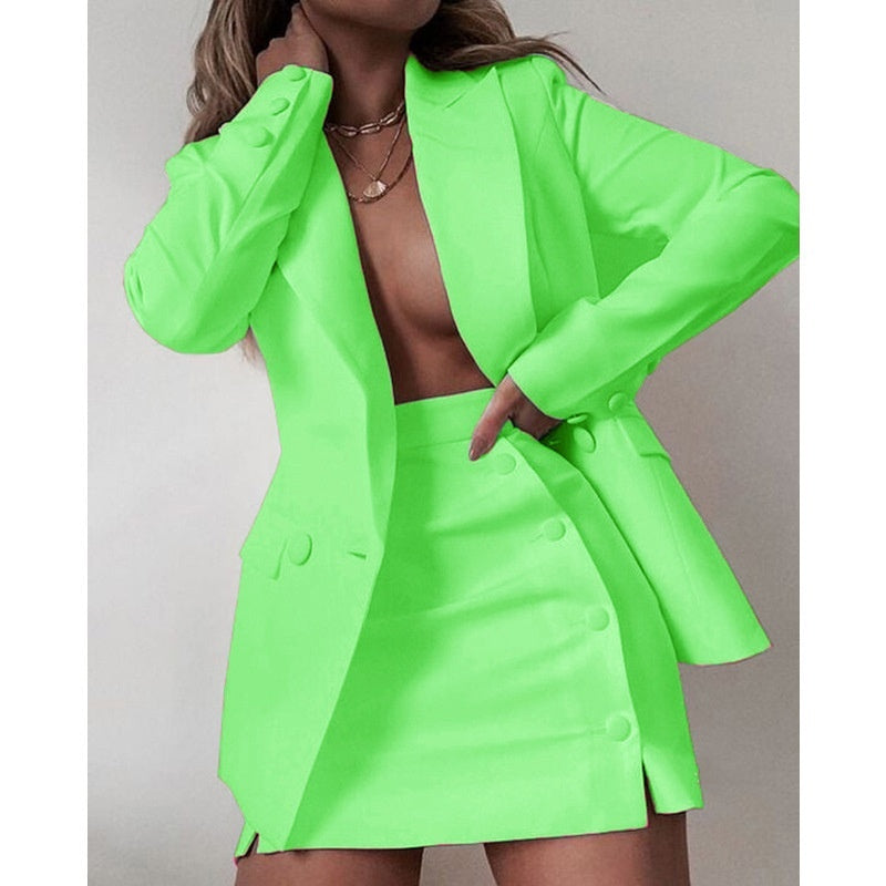 Solid Color Suit Short Skirt Two-piece Set Women's New