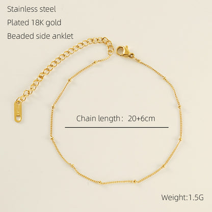 Stainless Steel Fashion Side Clip Bead Necklace Anklet