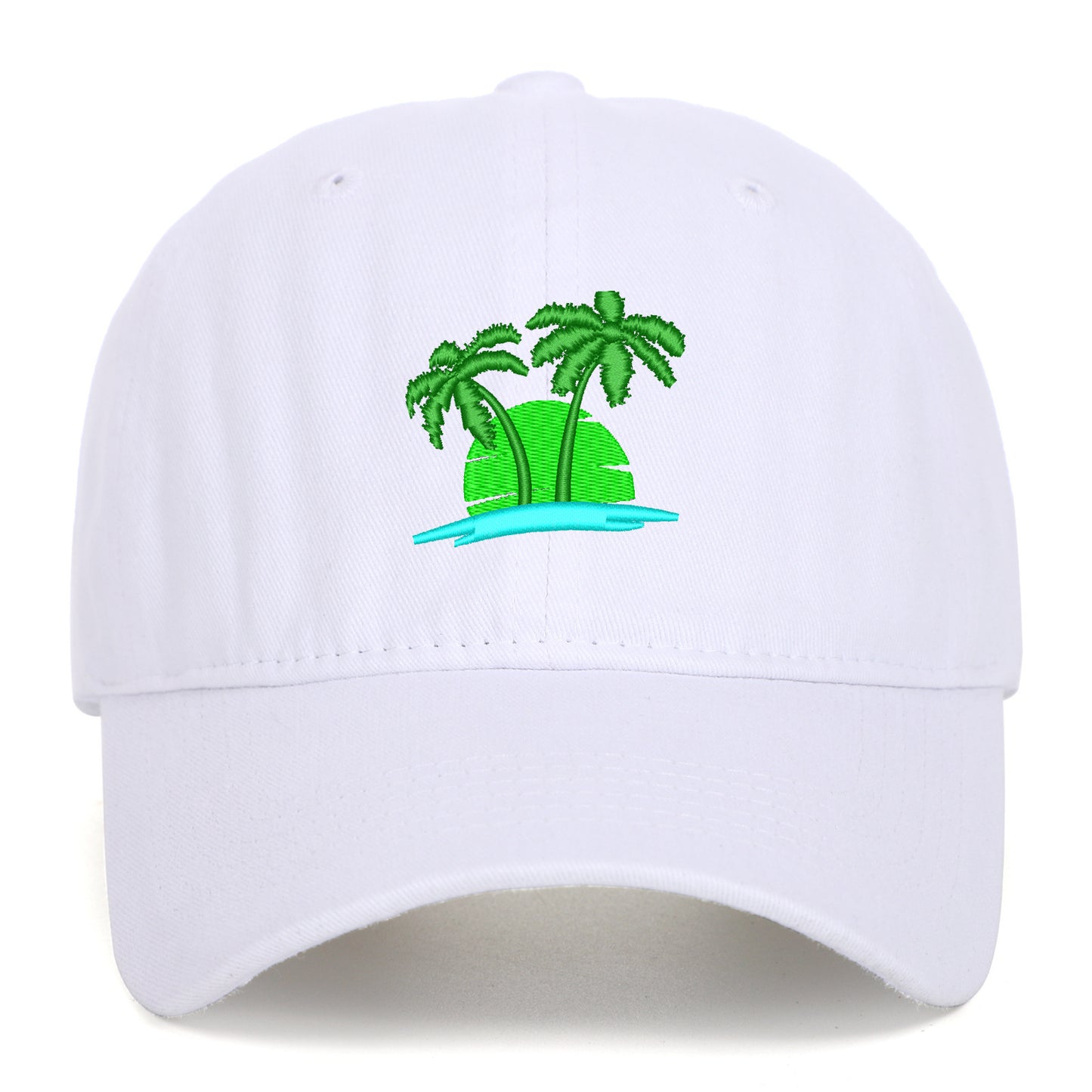 Coconut Embroidery Pattern Washed Old Soft Top Baseball Cap