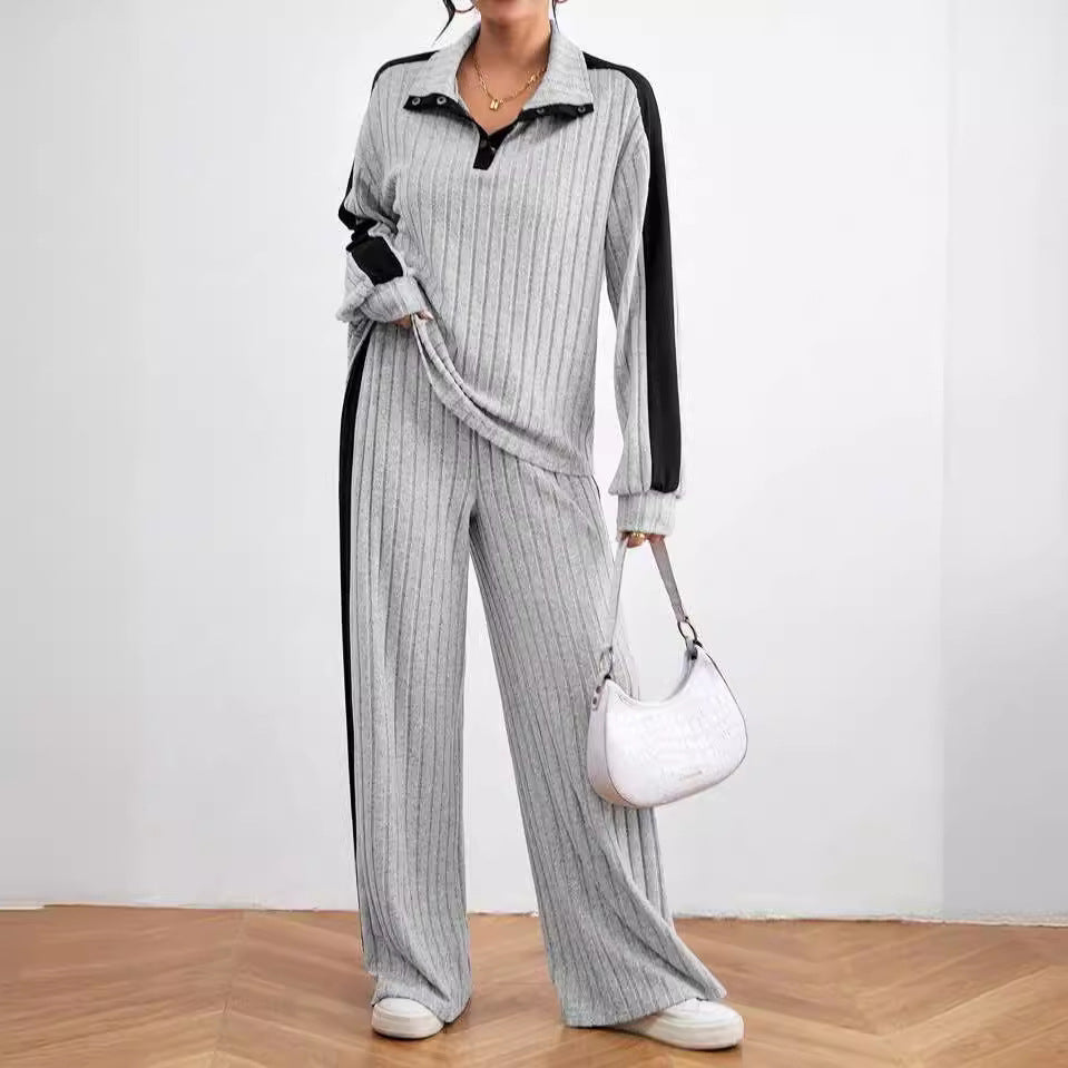 Casual Knitted High-end Design Clothes Two-piece Suit