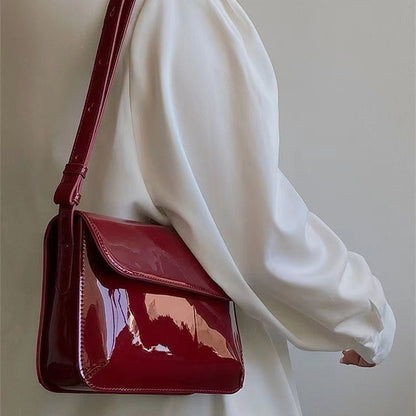 Women's Fashion All-match Retro Patent Leather Small Square Bag