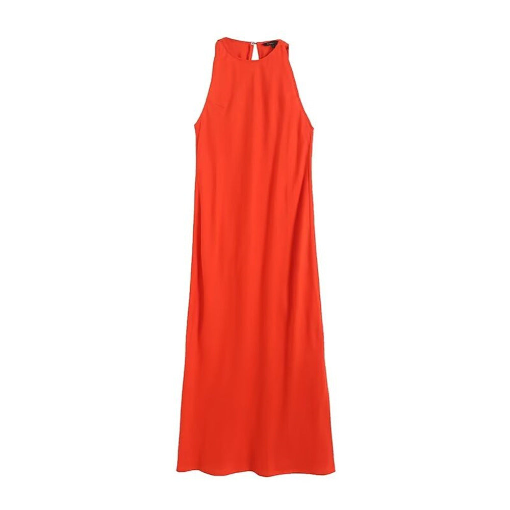 Slim-fit Sleeveless Mid-length Sling Dress