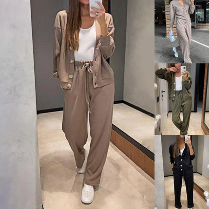 Casual Sports Suit Cardigan Top Women's Clothing