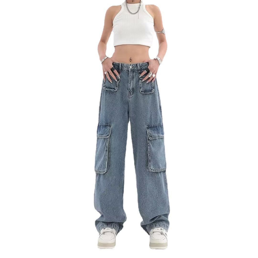 Hip-hop Multi Pocket Straight Jeans