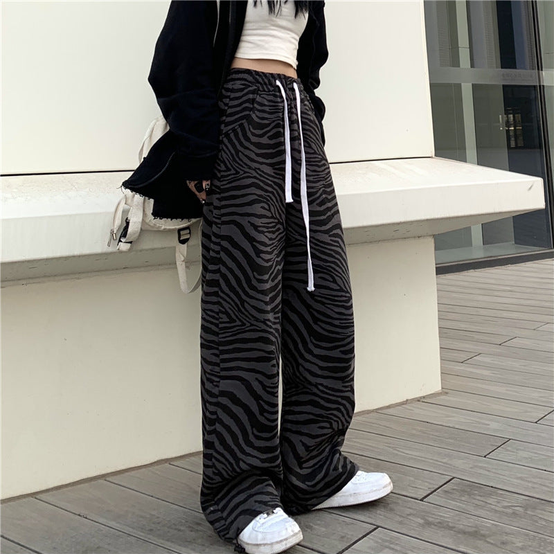 Thickened Printed Wide-leg Casual Pants