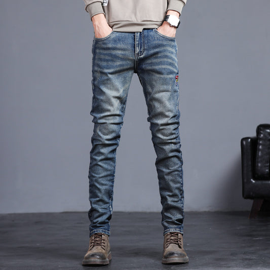 Youth Retro Embroidered Denim Pants