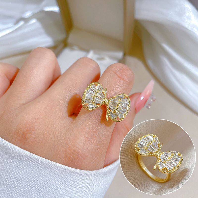 Elegant High-grade Zircon Super Ring Female Opening Adjustable