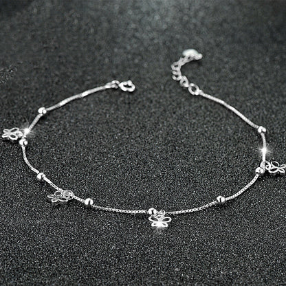 Sterling Silver Ornament Butterfly Anklet Korean Style Foot Ornaments