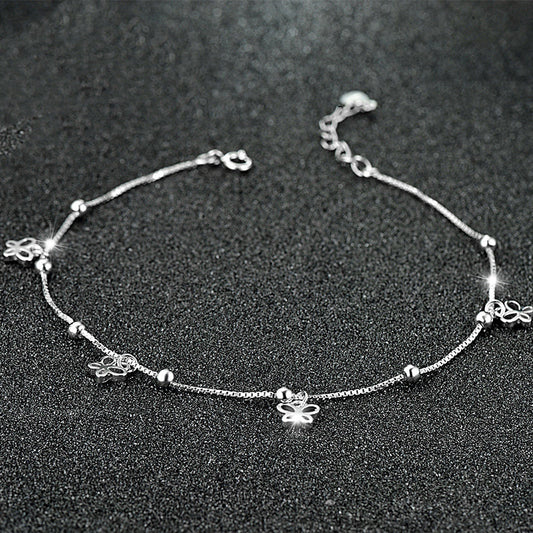 Sterling Silver Ornament Butterfly Anklet Korean Style Foot Ornaments