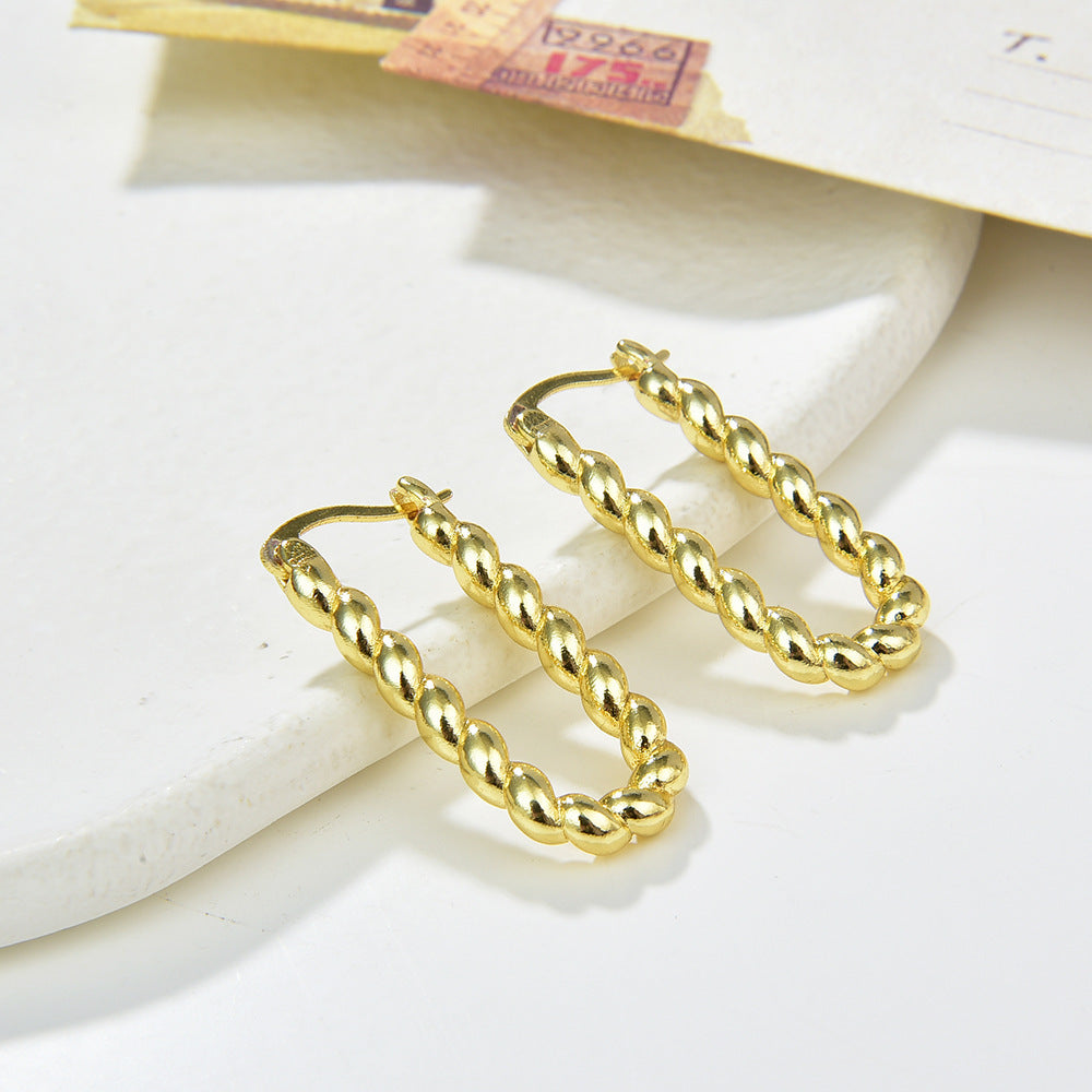 Ball Earrings Women's Accessories Square Threaded Form Simple Earrings