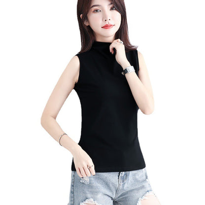 Small Turtleneck Sleeveless T-shirt Top Women