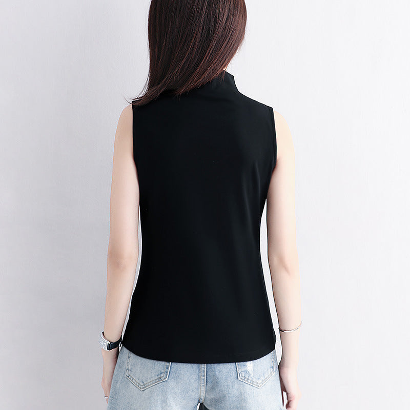 Small Turtleneck Sleeveless T-shirt Top Women