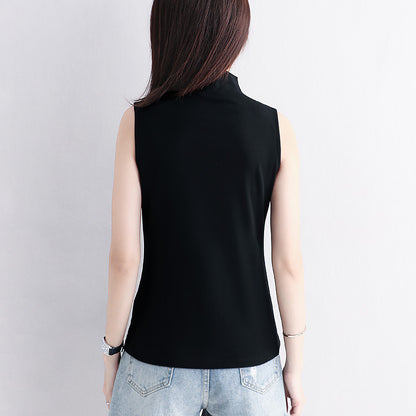 Small Turtleneck Sleeveless T-shirt Top Women