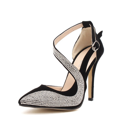 Super high heel fashion rhinestone high heels single shoes