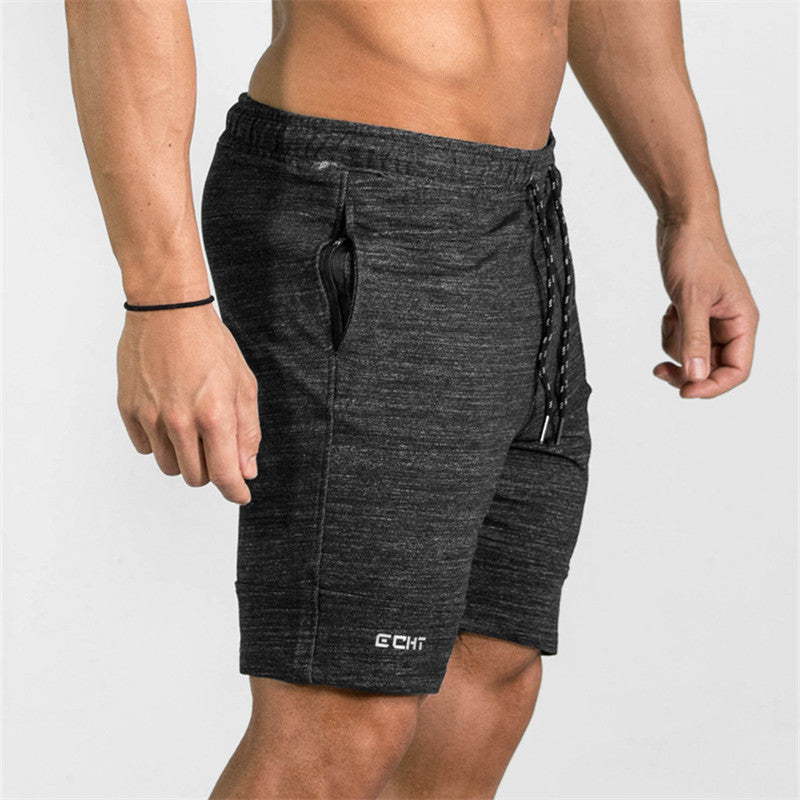 Summer Men's Gyms Shorts Bodybuilding Clothing Men Fitness Zipper Pathwork Workout Cotton Shorts