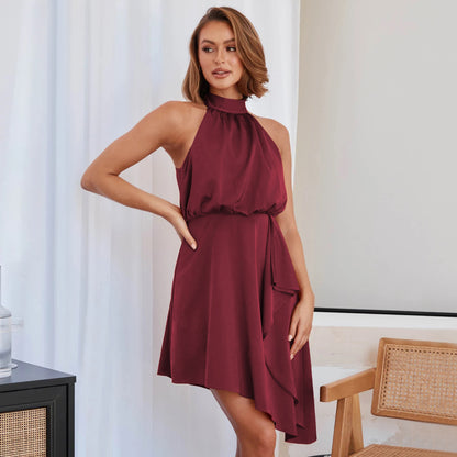 Premium Satin Hanging Neck Dress