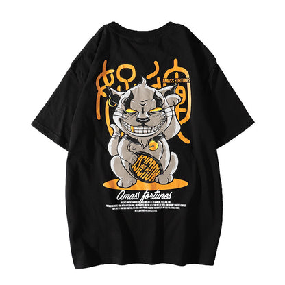 Lucky Cat Print Men's Short Sleeve T-shirt