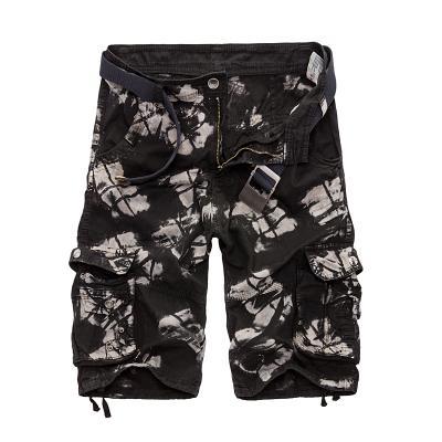 Multi-Pocket Camouflage Dungarees Belted Cargo Shorts