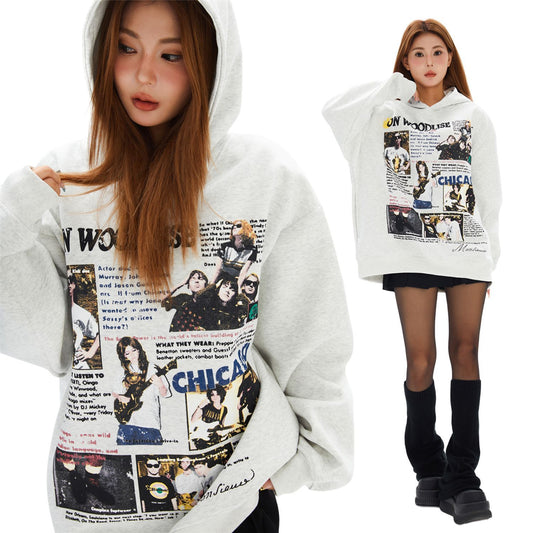 Women's Fashionable Retro Loose Hooded Sweater