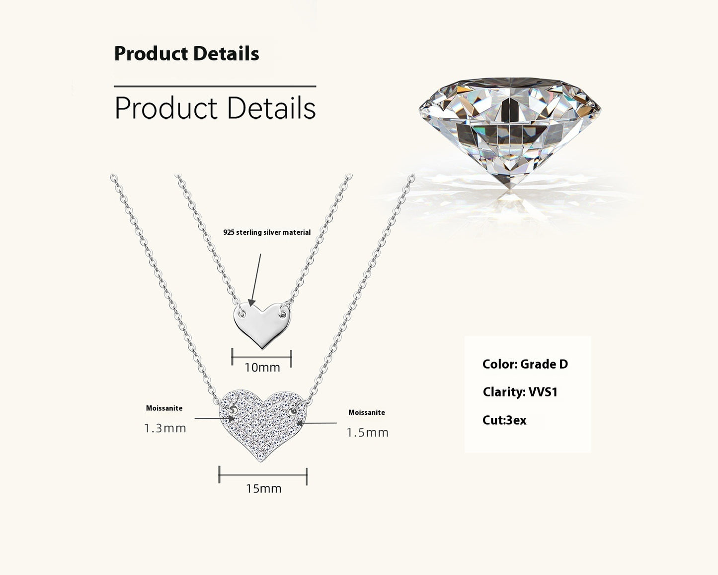 Heart-shaped Design Pendant High-grade Double-layer Twin Clavicle Chain