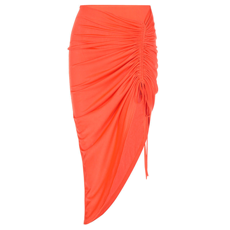 Slim slim drawstring skirt