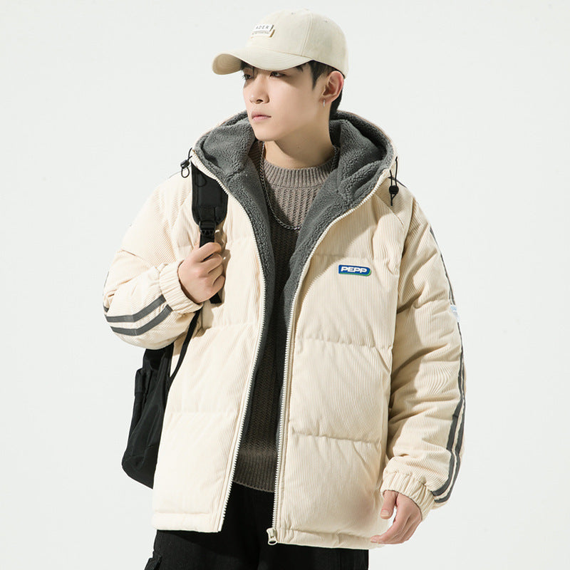 Men's Cotton-padded Thickened Hooded Loose Coat