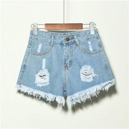 Loose Jean Shorts For Women Summer High Waist Hole