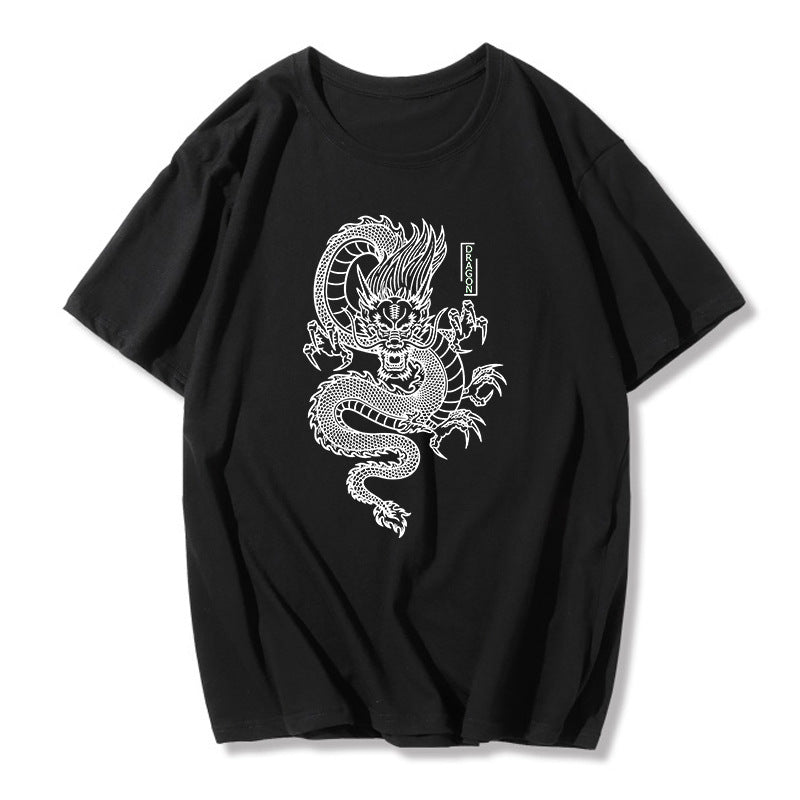 Qinglong fashion printed short-sleeved T-shirt