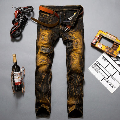 RUGGED BIKER CARGO PENCIL JEANS