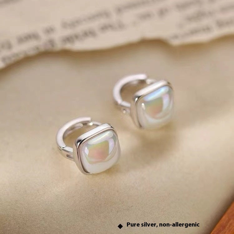 Sterling Silver Square Sugar Stud Earrings For Women Light Luxury Minority