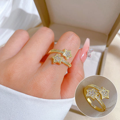 Elegant High-grade Zircon Super Ring Female Opening Adjustable