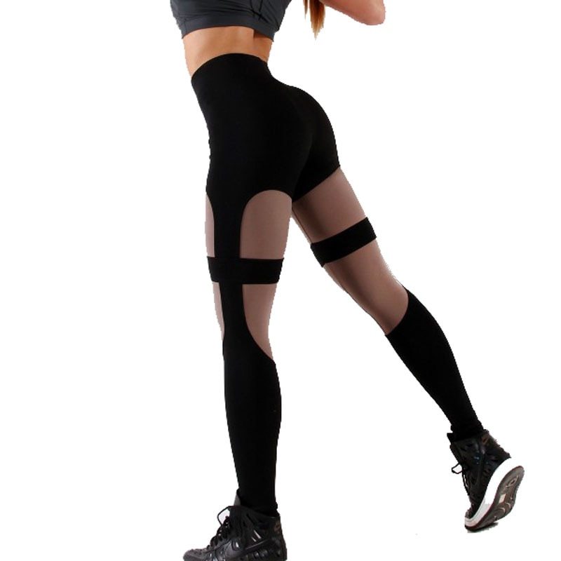 Women's yoga pants with mesh panel