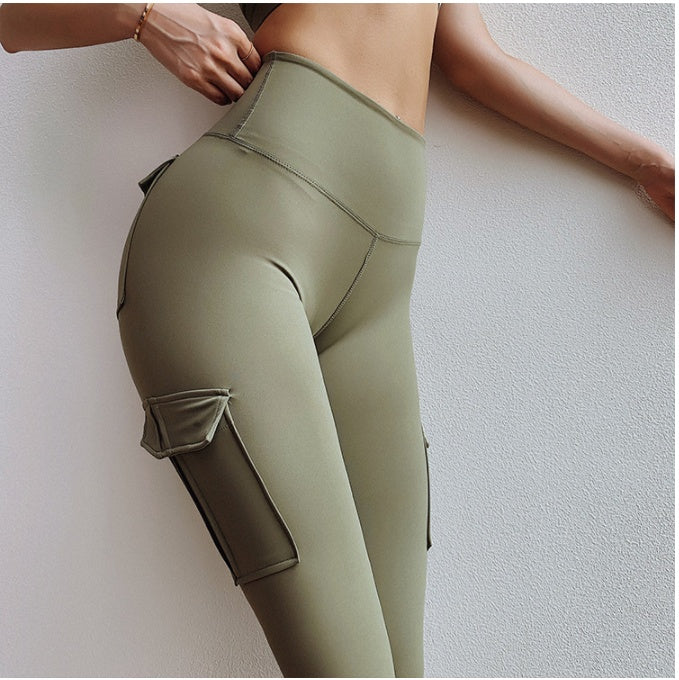 Pockets Trousers Solid Color Slim Yoga Track Pants Womens Clothing