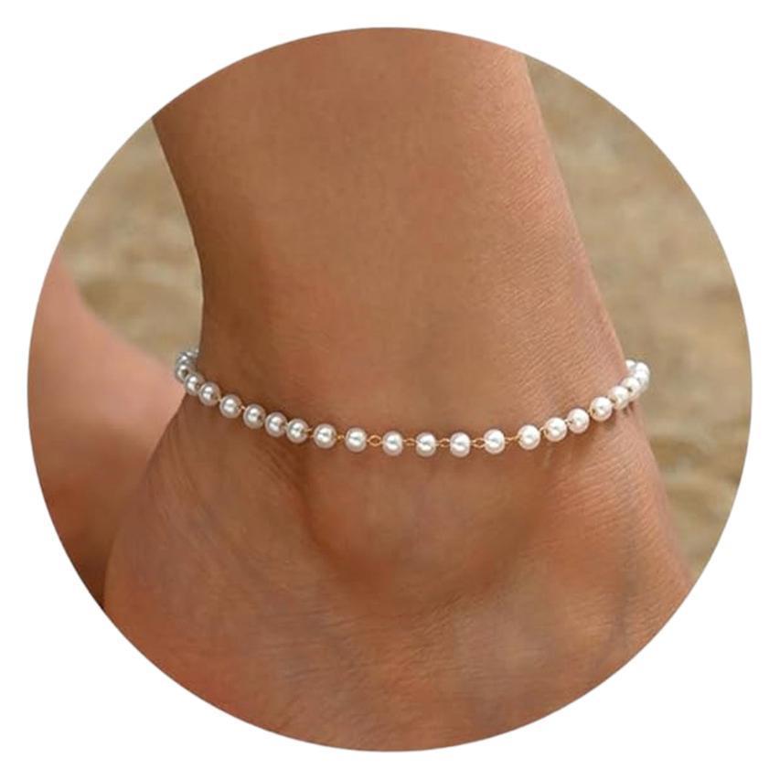 Oil Dripping Bead Herringbone Chain Anklet Rice Bead Chain Anklet