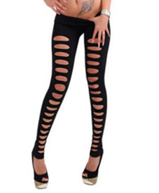 Front hole seamless leggings female was thin solid color stretch tights