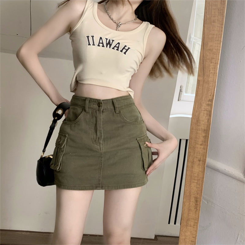 Fashion Personality Black Denim Skirt Women