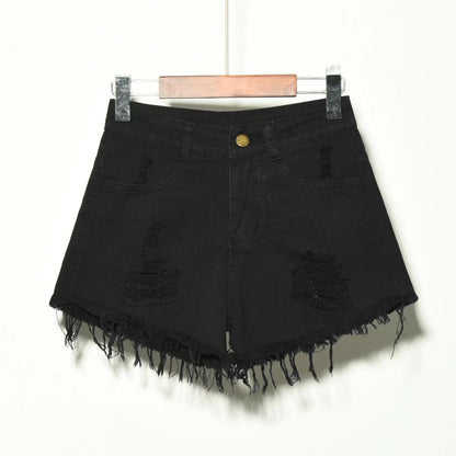 Women's irregular denim shorts