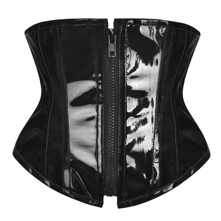 Sexy Short PU Leather Waist Clip Corset Court Corset