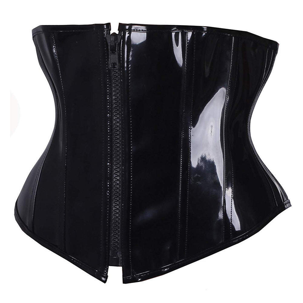 Sexy Short PU Leather Waist Clip Corset Court Corset