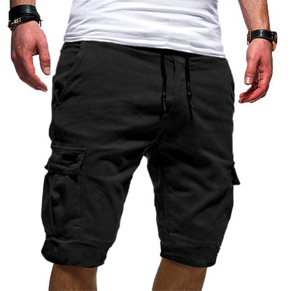 Men's Solid Color Sports Shorts Loose Tether Sports Casual Five-Point Pants Men