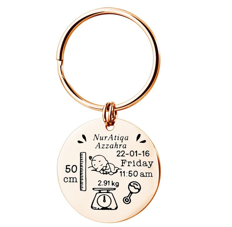 Newborn Baby Commemorative Birth Card Personalized Custom Stainless Steel Keychain Customization