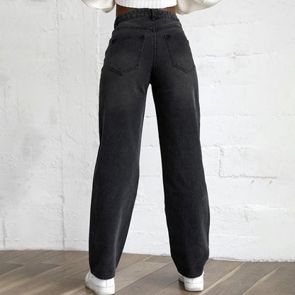 Women's Denim Pants With Ripped Holes