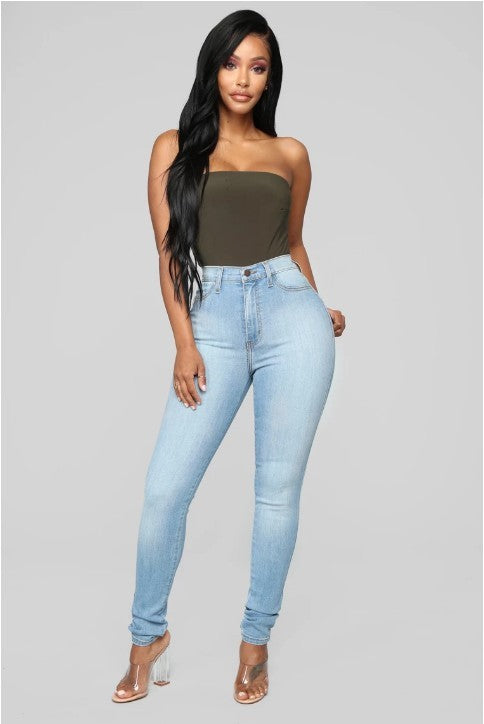 Hot Selling Stretch Jeans Women Cross-Border High-Waisted Trousers