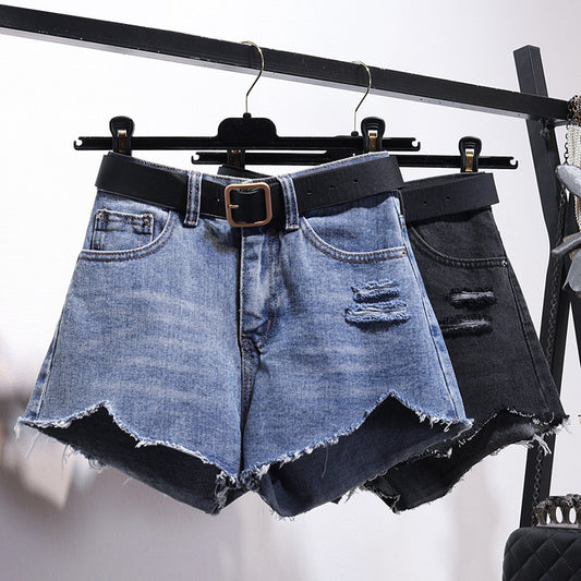 Irregular Denim Shorts Women