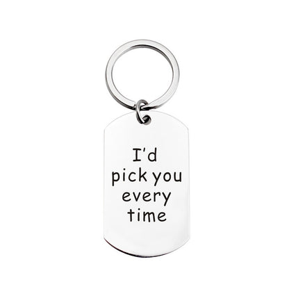 Metal Titanium Steel Keychain Stainless Steel English Holiday Gift Customization