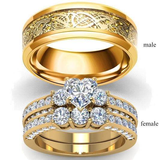 Zircon Gold Dragon Ring Ring For Couples