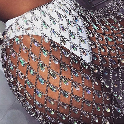 Cutout Sparkling Crystal And Gem Pendant Skirt