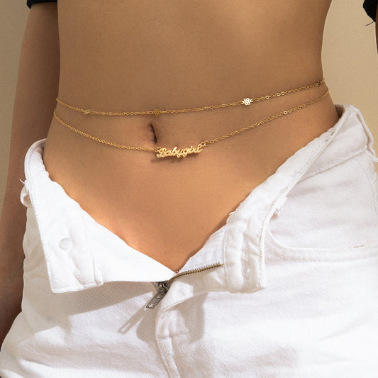 Sexy Fashion Metal Letter Pendant Belly Chains