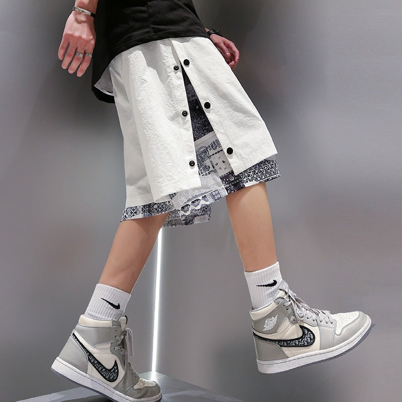 Wear Basketball Fake Two-piece Five-point Pants Outside Sports